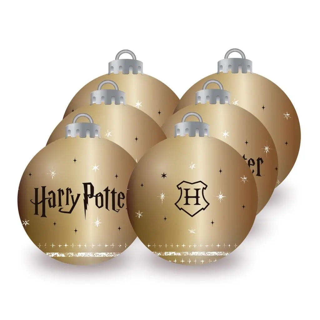 HARRY POTTER - Doré - Pack 6 Boules de Noël - 8 cm bems