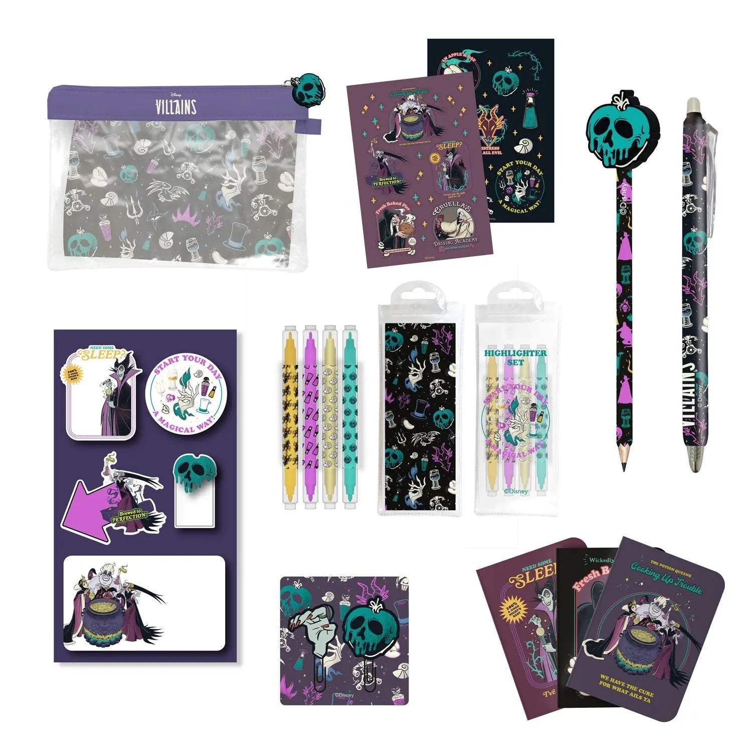 VILAINS - Set de Papeterie avec 3 Notebooks A6 - 10pc. bems