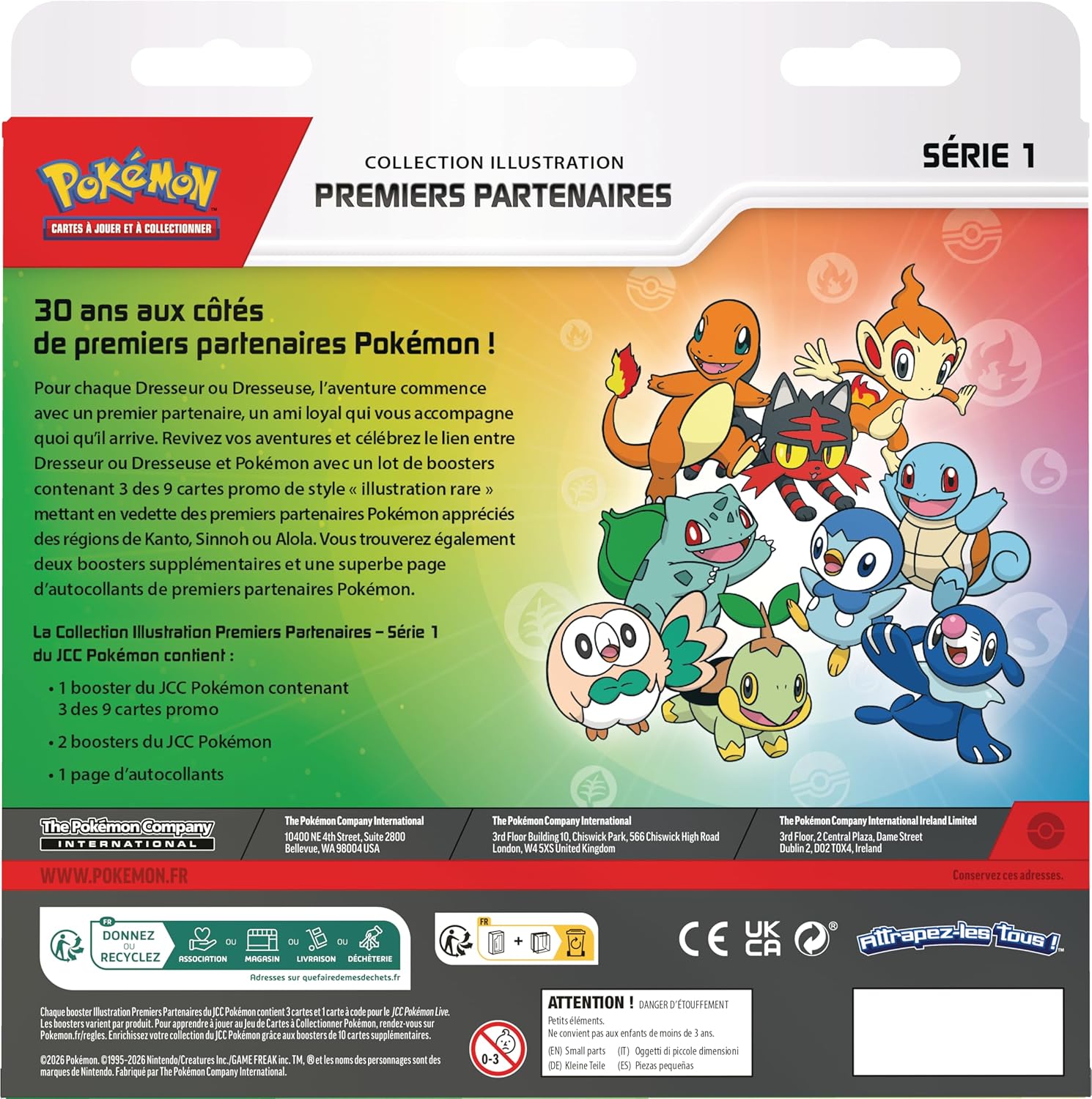 Pokémon : Collection Illustration Premiers Partenaires – Série 1 (3 Cartes Promo, 2 boosters et 1 Page d’Autocollants) pokémon compagny