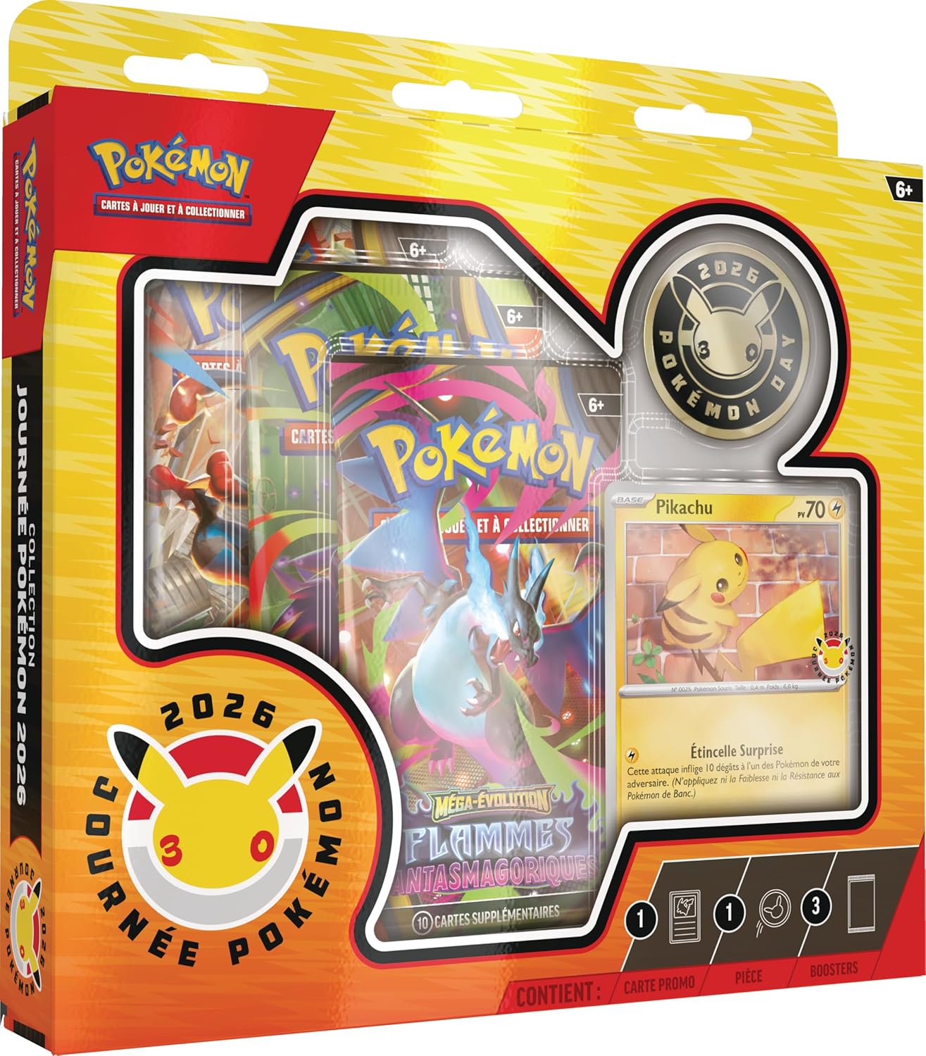 Pokémon : Collection Journée  2026 (1 Carte Promo Brillante, 1 pièce et 3 boosters) pokémon compagny