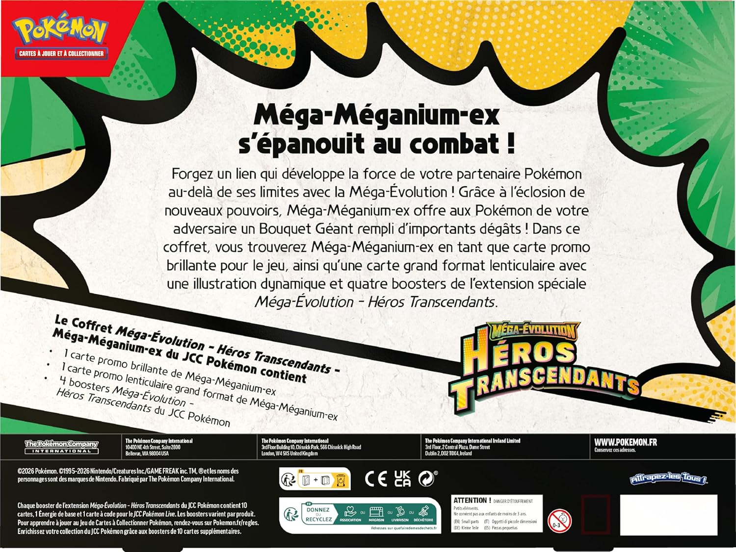 Pokémon FR: Coffret Méga-Évolution – Héros Transcendants – Méga-Méganium-ex pokémon compagny