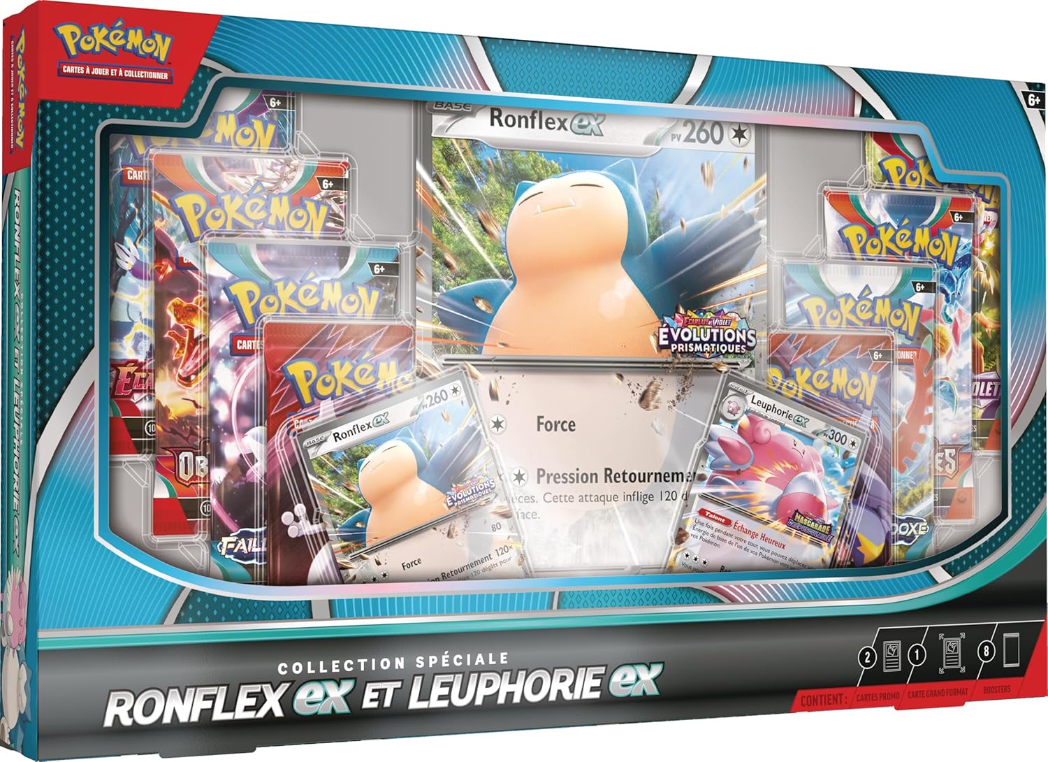 Pokémon : Collection spéciale Ronflex-ex et Leuphorie-ex du JCC Pokémon (2 Cartes Promo Brillantes, 1 Carte Grand Format Brillante et 8 boosters) pokémon compagny