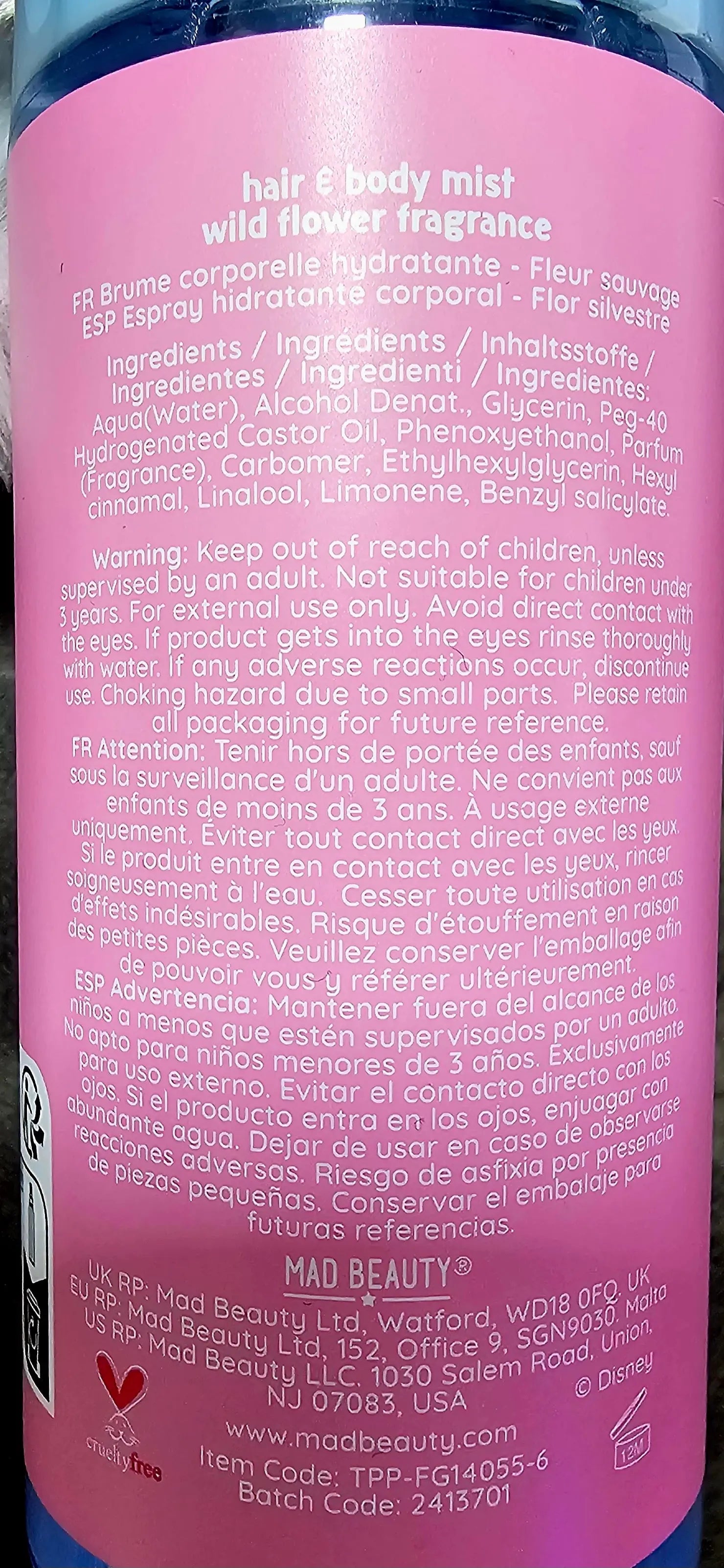 Brume corporelle féé clochette mad beauty