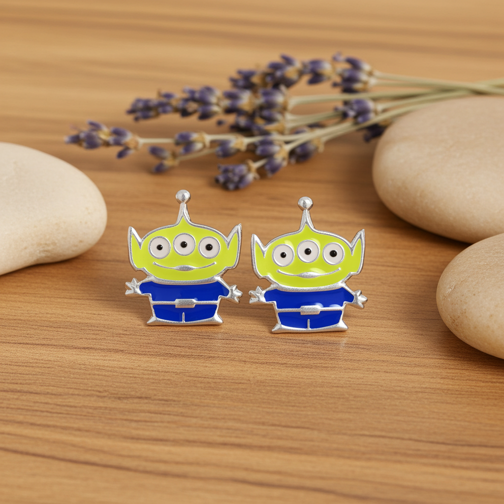 TOY STORY - Alien - 1 Paire de Clous d'Oreilles en Argent bems
