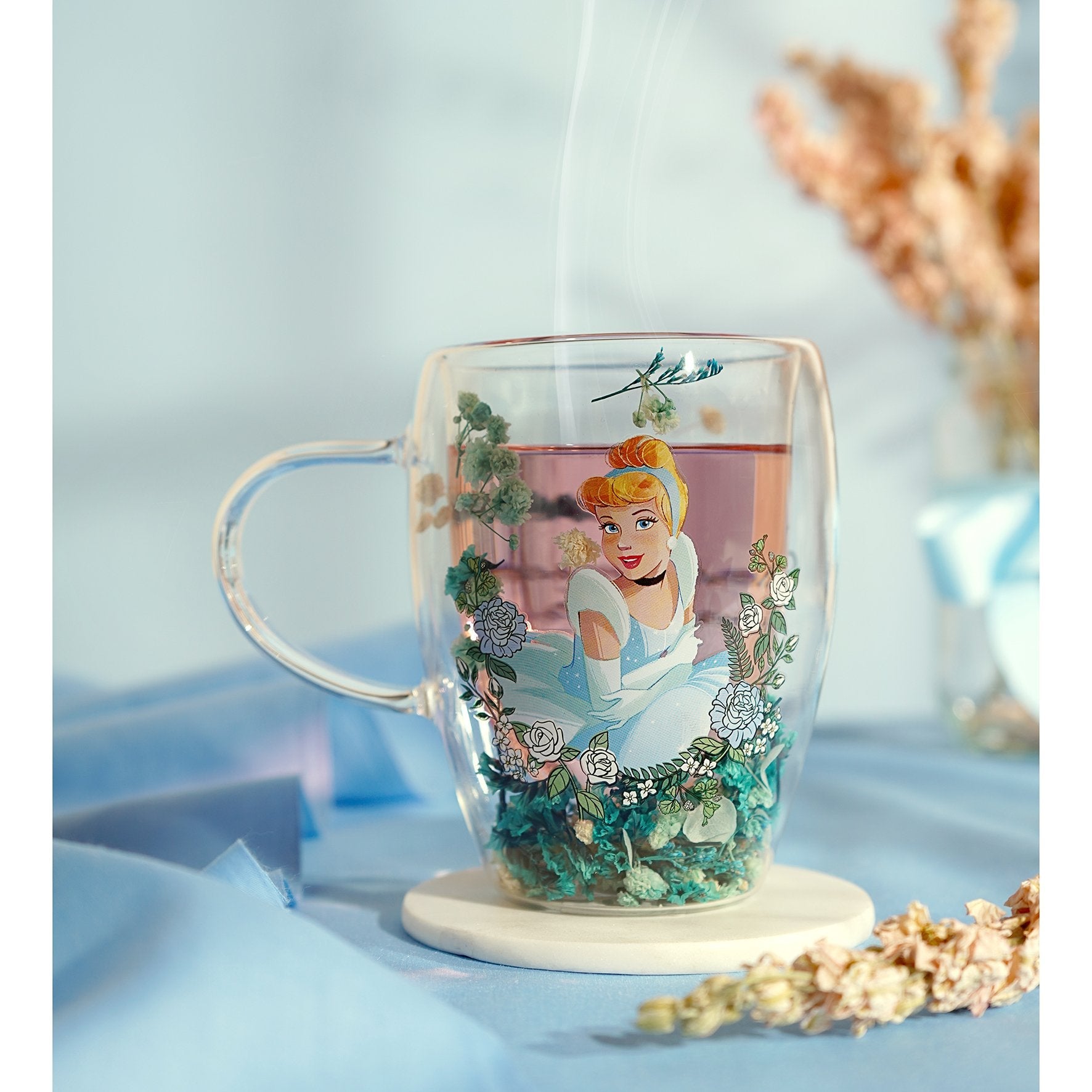 DISNEY PRINCESSES - Cendrillon - Verre avec Fleurs Sechées 300ml bems
