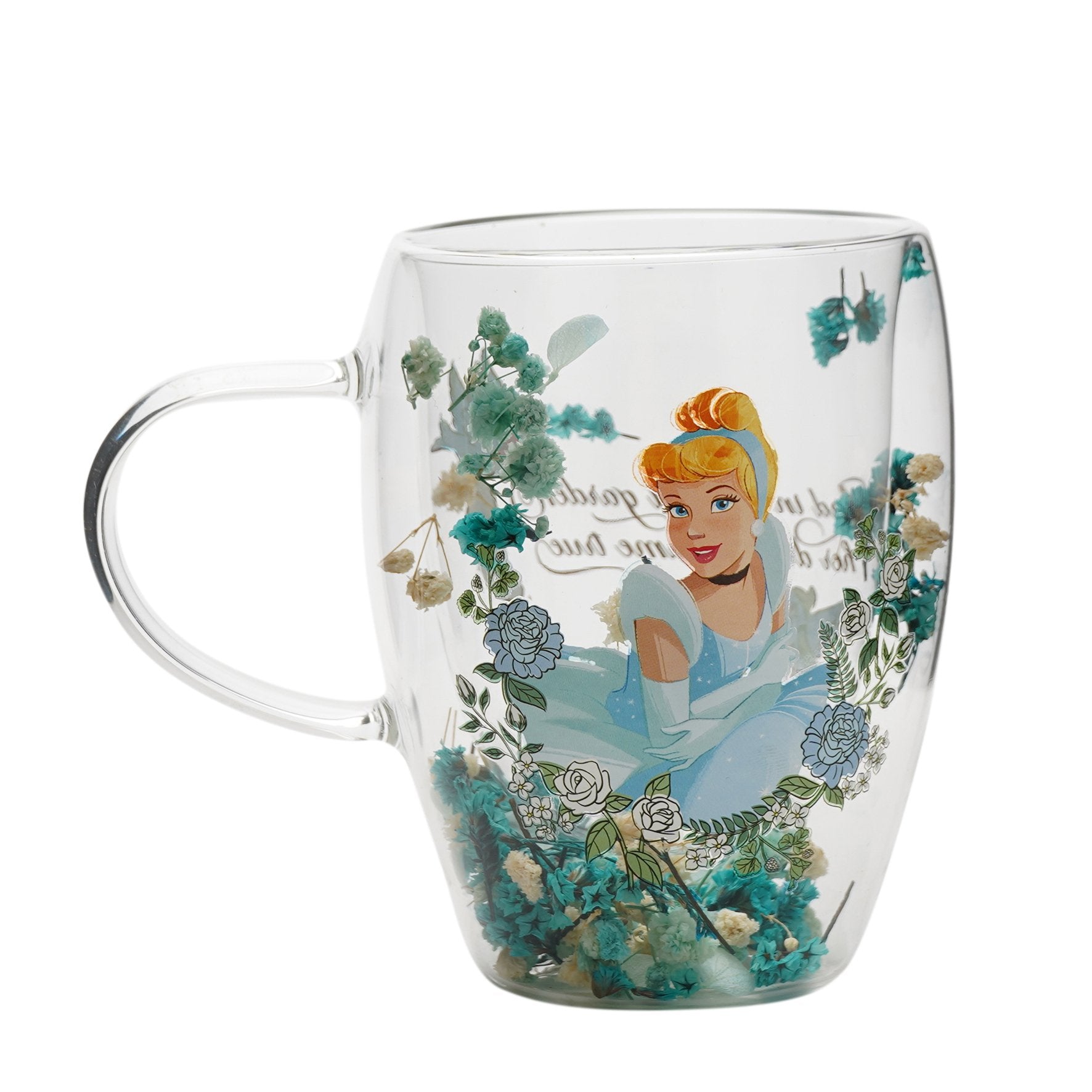 DISNEY PRINCESSES - Cendrillon - Verre avec Fleurs Sechées 300ml bems