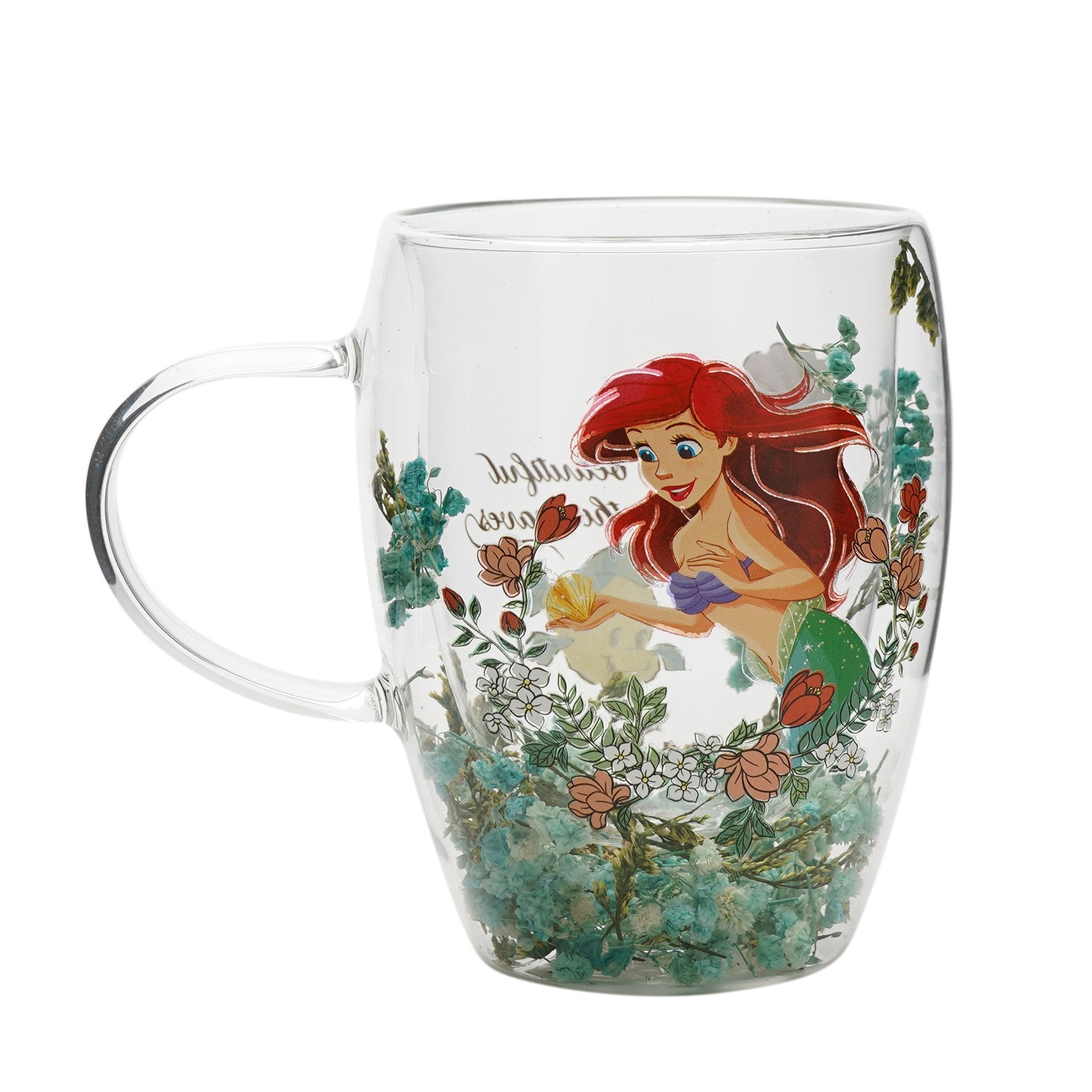 DISNEY PRINCESSES - Ariel - Verre avec Fleurs Sechées 300ml bems