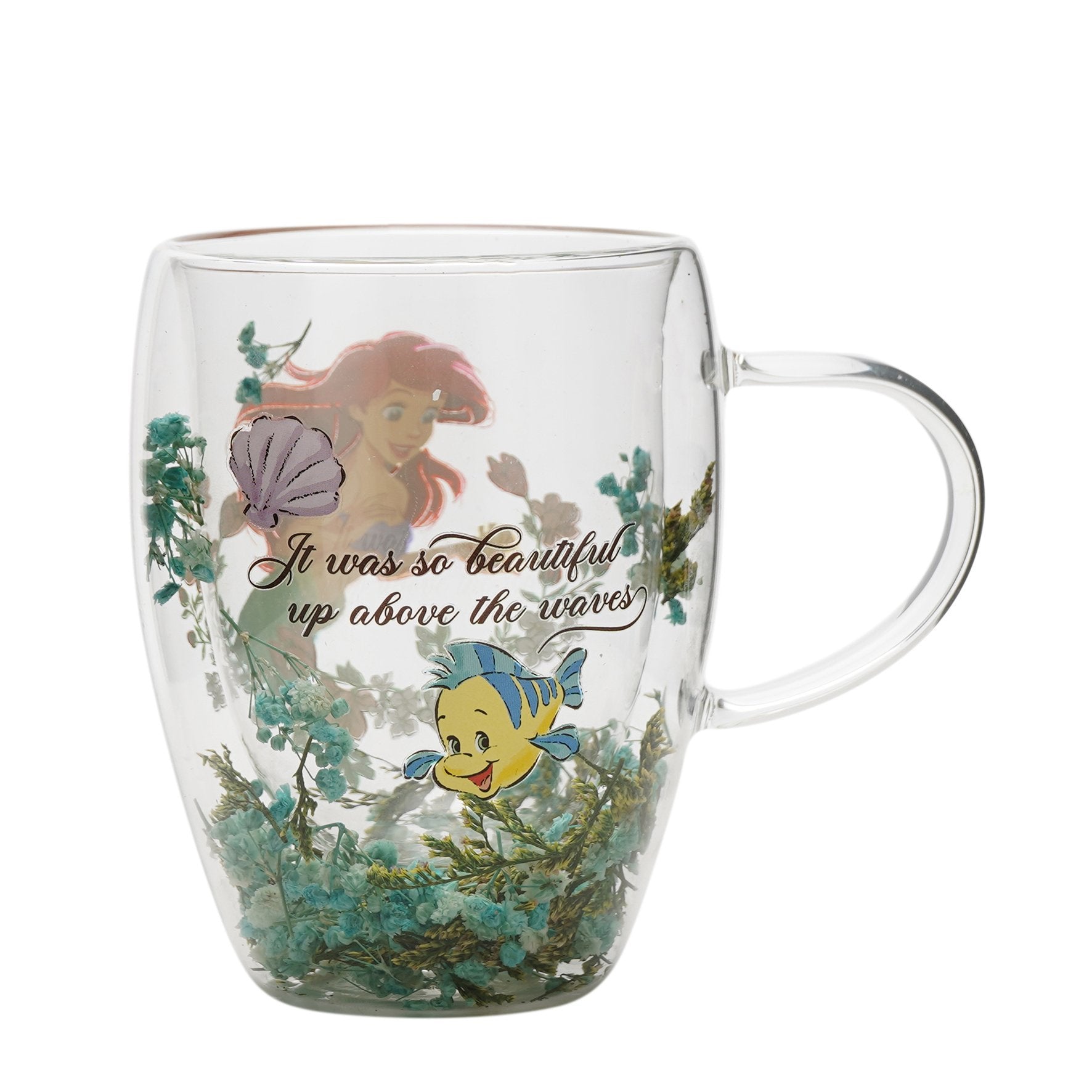 DISNEY PRINCESSES - Ariel - Verre avec Fleurs Sechées 300ml bems