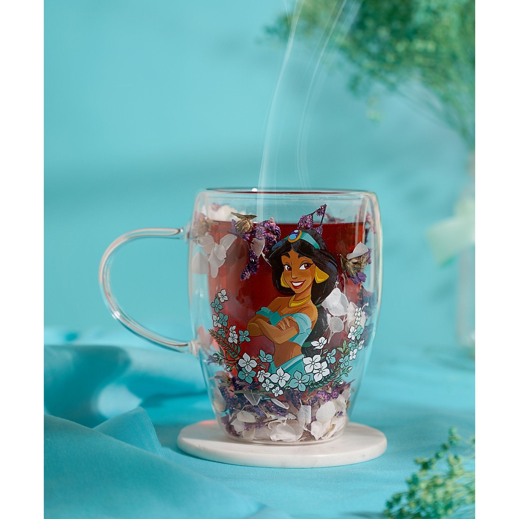 DISNEY PRINCESSES - Jasmine - Verre avec Fleurs Sechées 300ml bems
