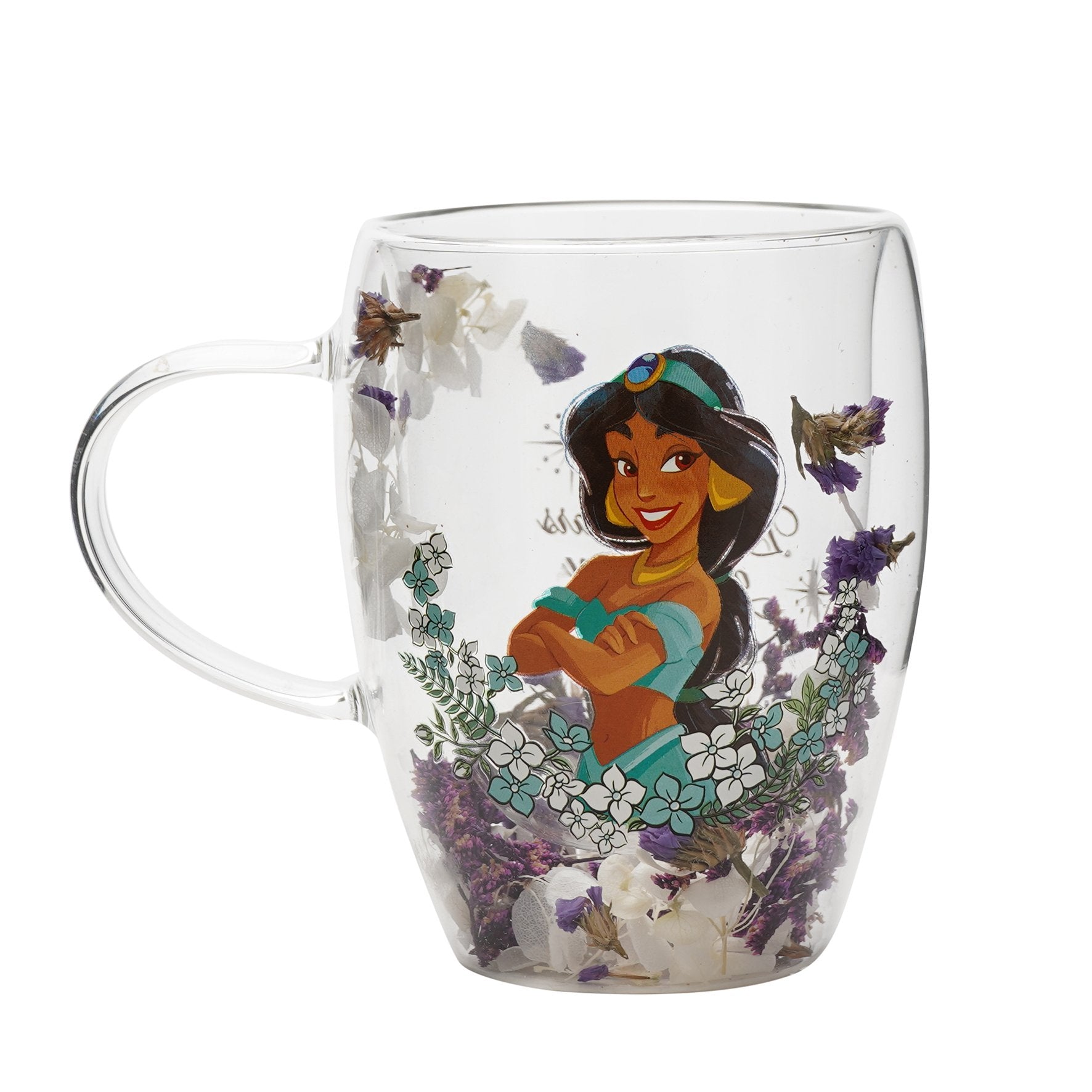 DISNEY PRINCESSES - Jasmine - Verre avec Fleurs Sechées 300ml bems