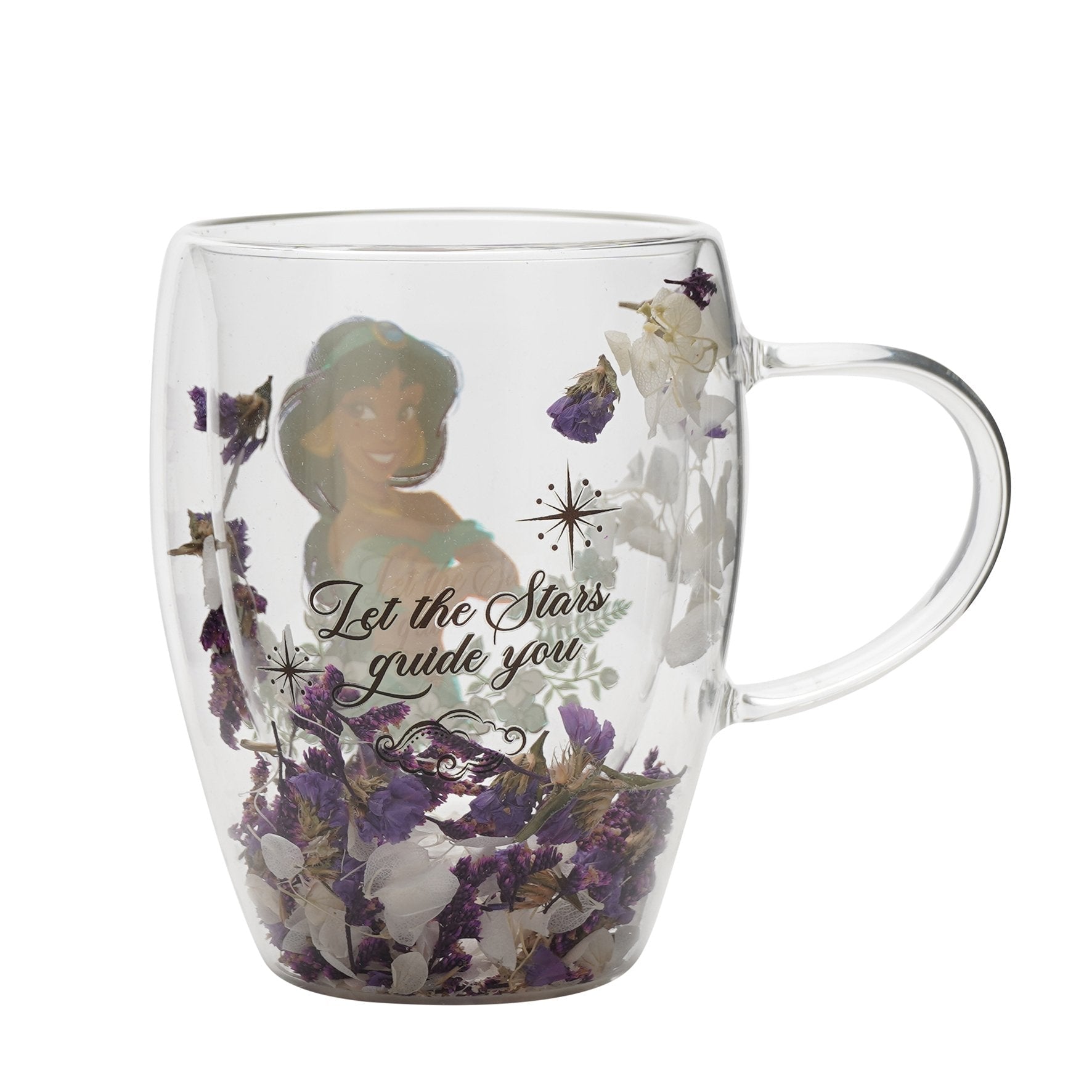 DISNEY PRINCESSES - Jasmine - Verre avec Fleurs Sechées 300ml bems