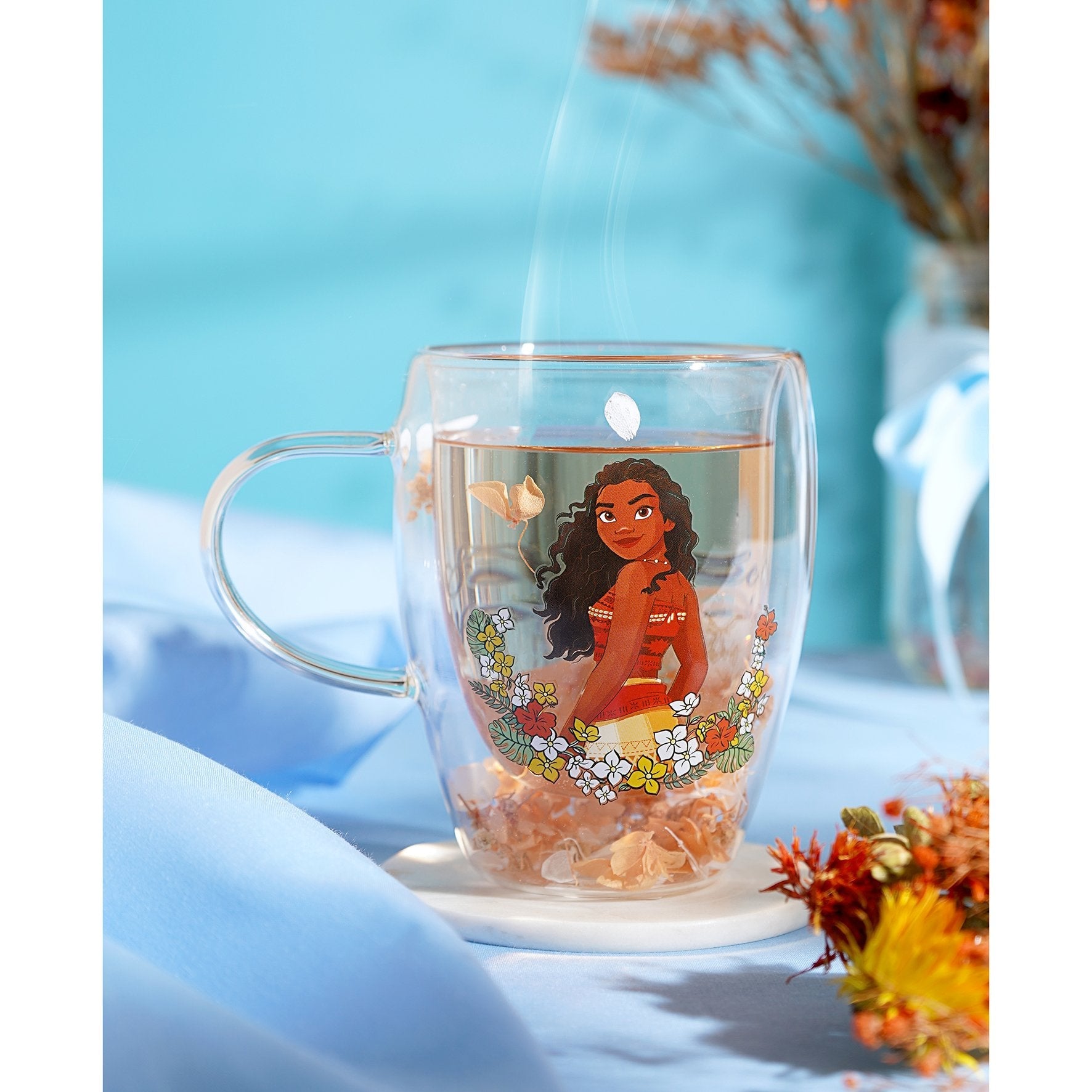 DISNEY PRINCESSES - Vaiana - Verre avec Fleurs Sechées 300ml bems