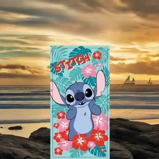 DISNEY - Stitch Fleurs rouges - Serviette de Plage 70x140cm bems