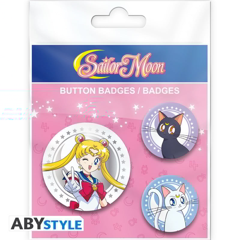 SAILOR MOON - Sailor Moon, Luna & Artemis - Pack de Badges bems