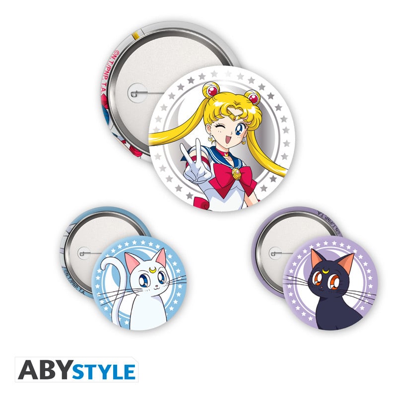 SAILOR MOON - Sailor Moon, Luna & Artemis - Pack de Badges bems
