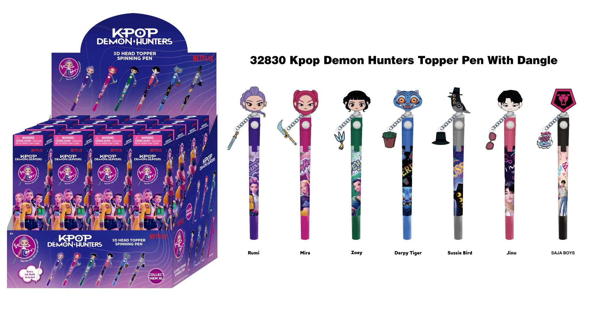 K-POP DEMON HUNTERS - Stylo rotatif 3D Head Topper (Display de 16 pcs) Monogram