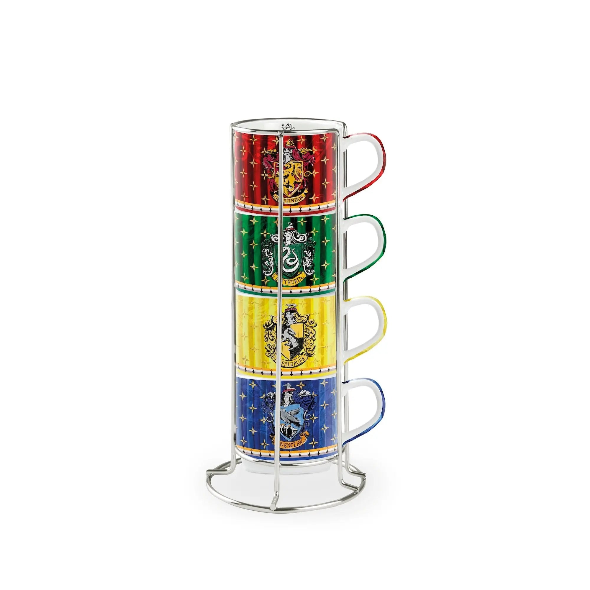 HARRY POTTER - Les 4 Maisons - Set de 4 Mugs 80ml + Support en Métal bems