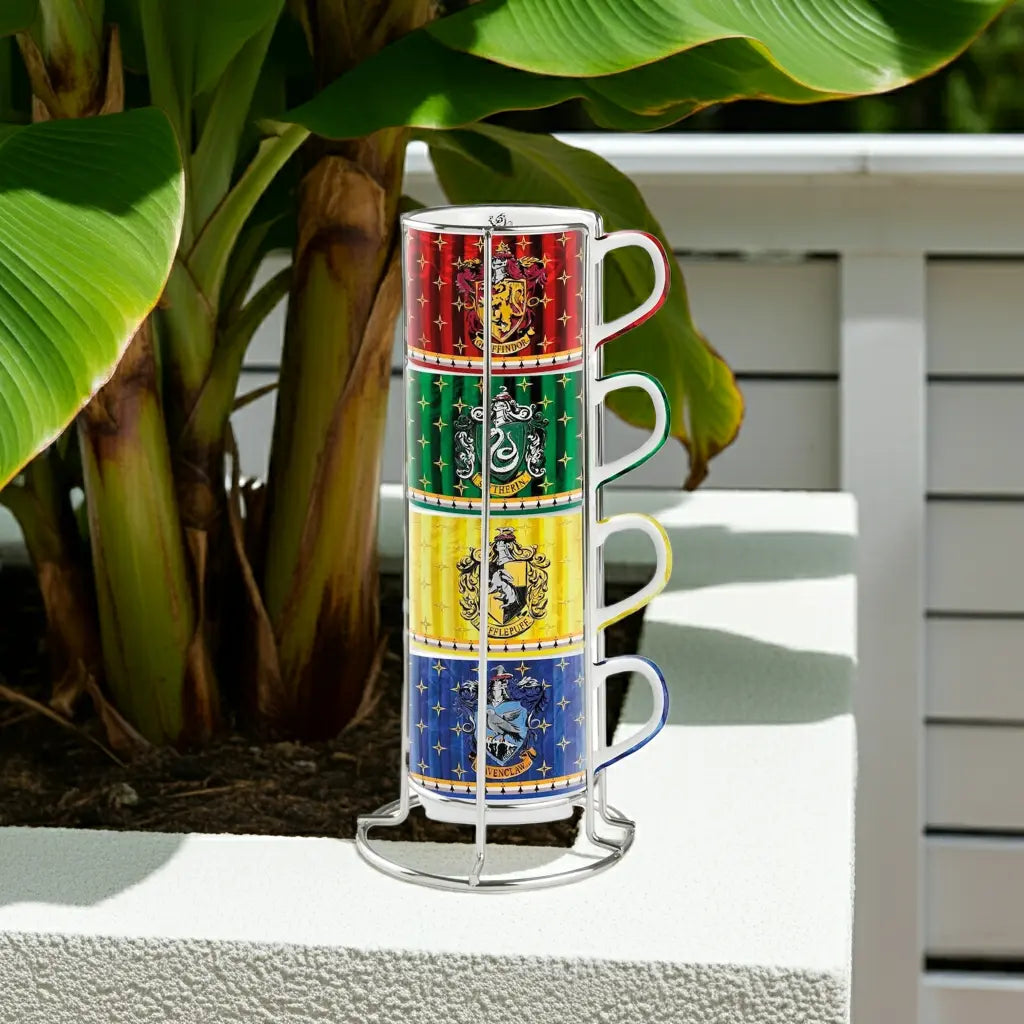 HARRY POTTER - Les 4 Maisons - Set de 4 Mugs 80ml + Support en Métal bems
