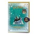 HARRY POTTER - Poudlard sous la Neige - Carte de Voeux avec Pin's bems