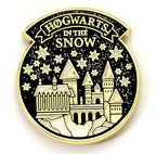 HARRY POTTER - Poudlard sous la Neige - Carte de Voeux avec Pin's bems