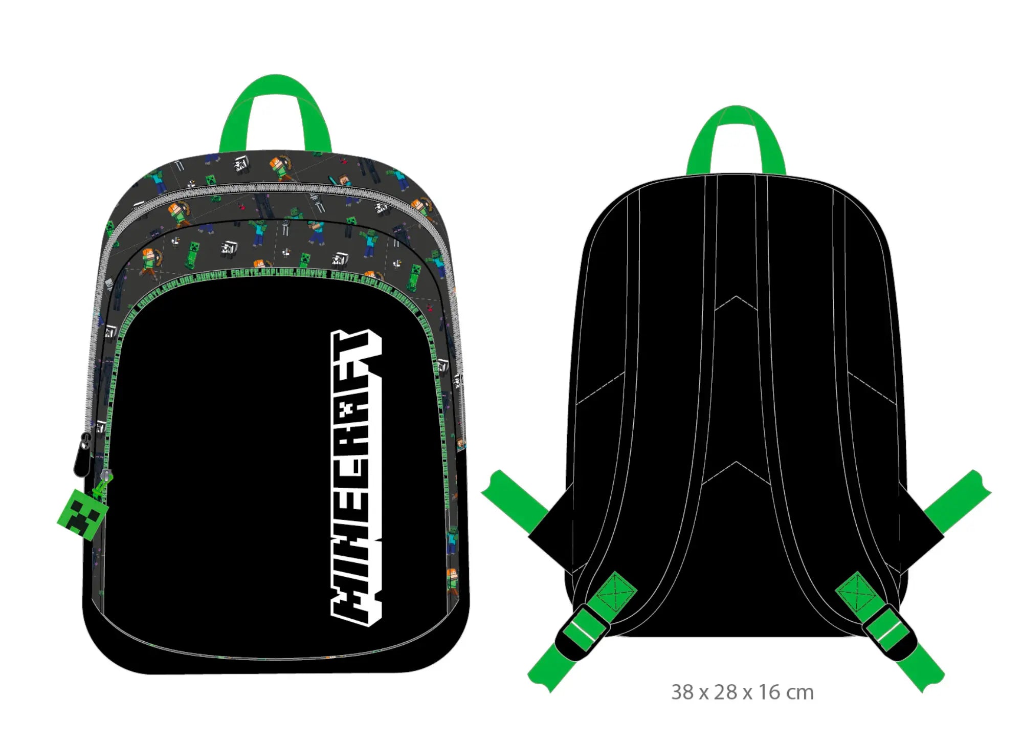 MINECRAFT - Sac à Dos 2 Compartiments '38x28x16cm' bems