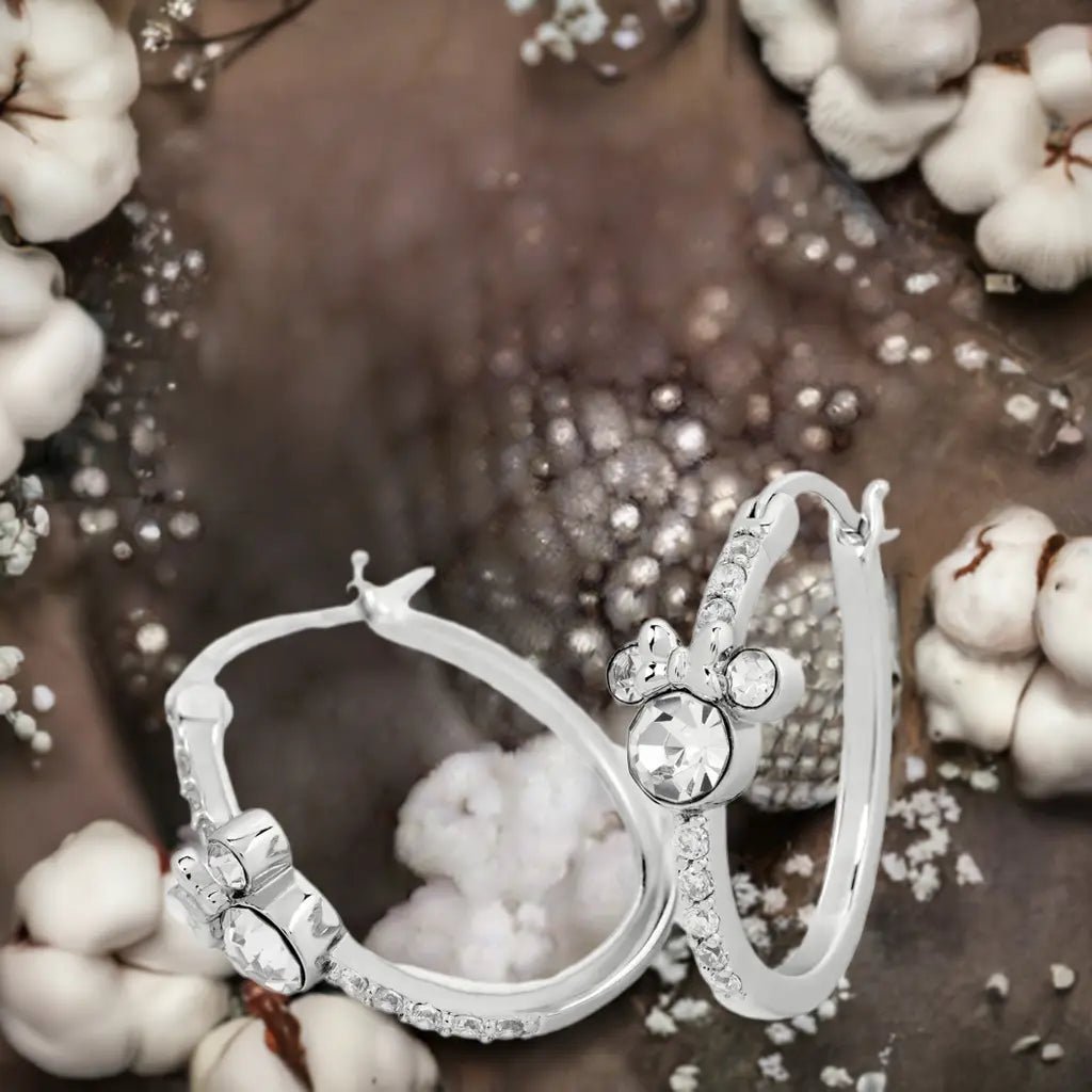MINNIE - 1 Paire d'Anneaux d'Oreilles Serti en Laiton Plaqué Argent - Bulma-shop