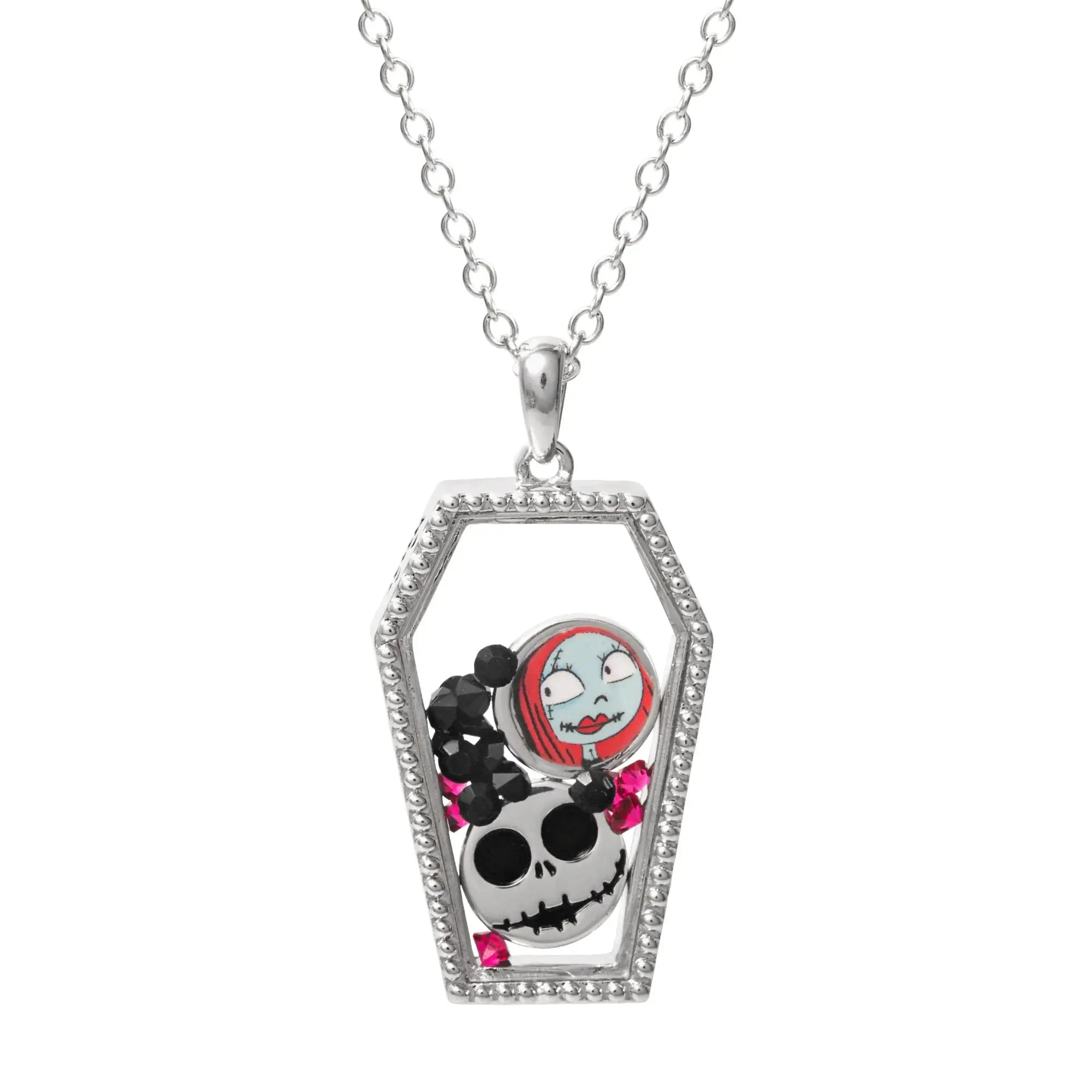 NBX - Cerceuil- Collier en Laiton Plaqué Argent +Pierres & Personnages bems