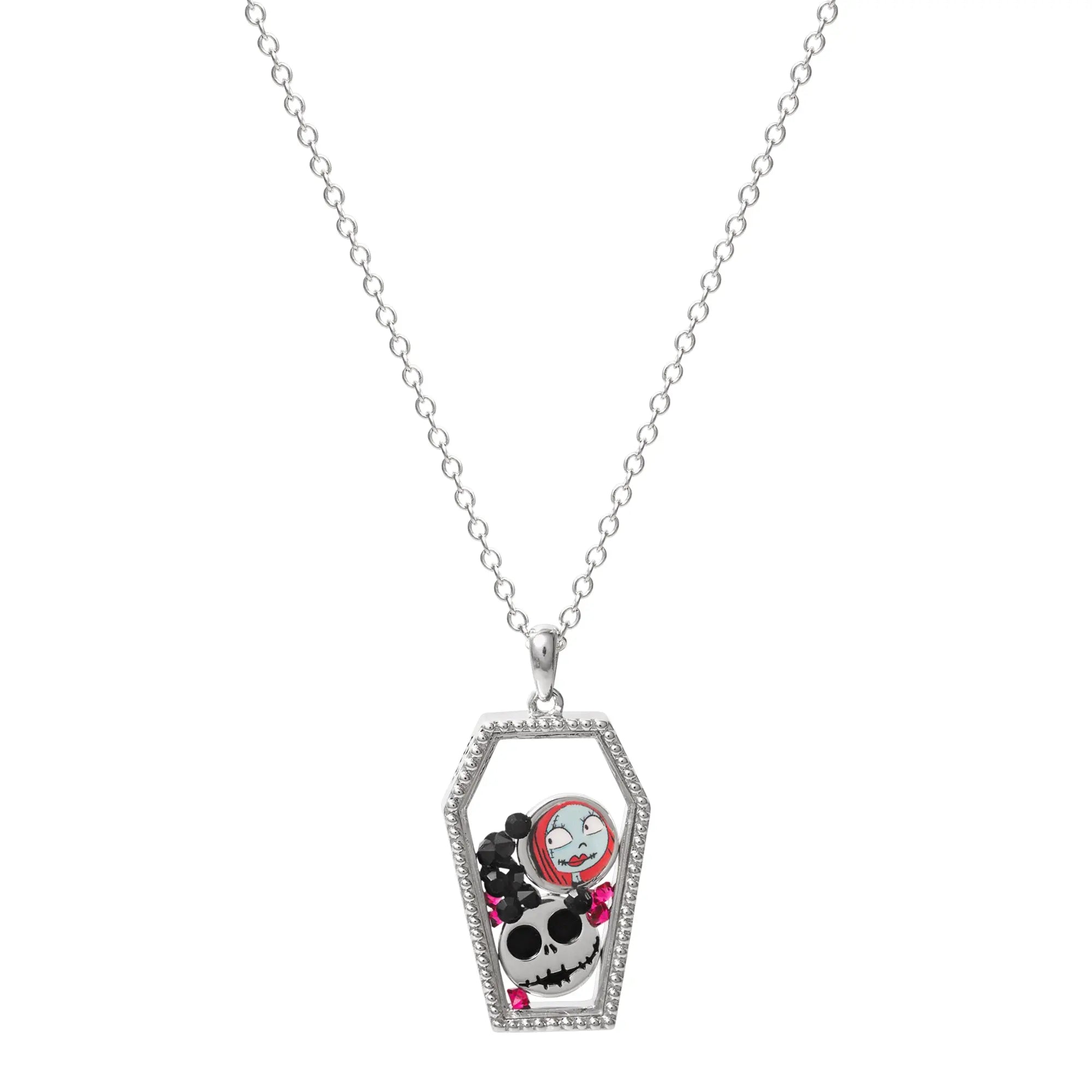 NBX - Cerceuil- Collier en Laiton Plaqué Argent +Pierres & Personnages bems