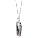 NBX - Cerceuil- Collier en Laiton Plaqué Argent +Pierres & Personnages bems