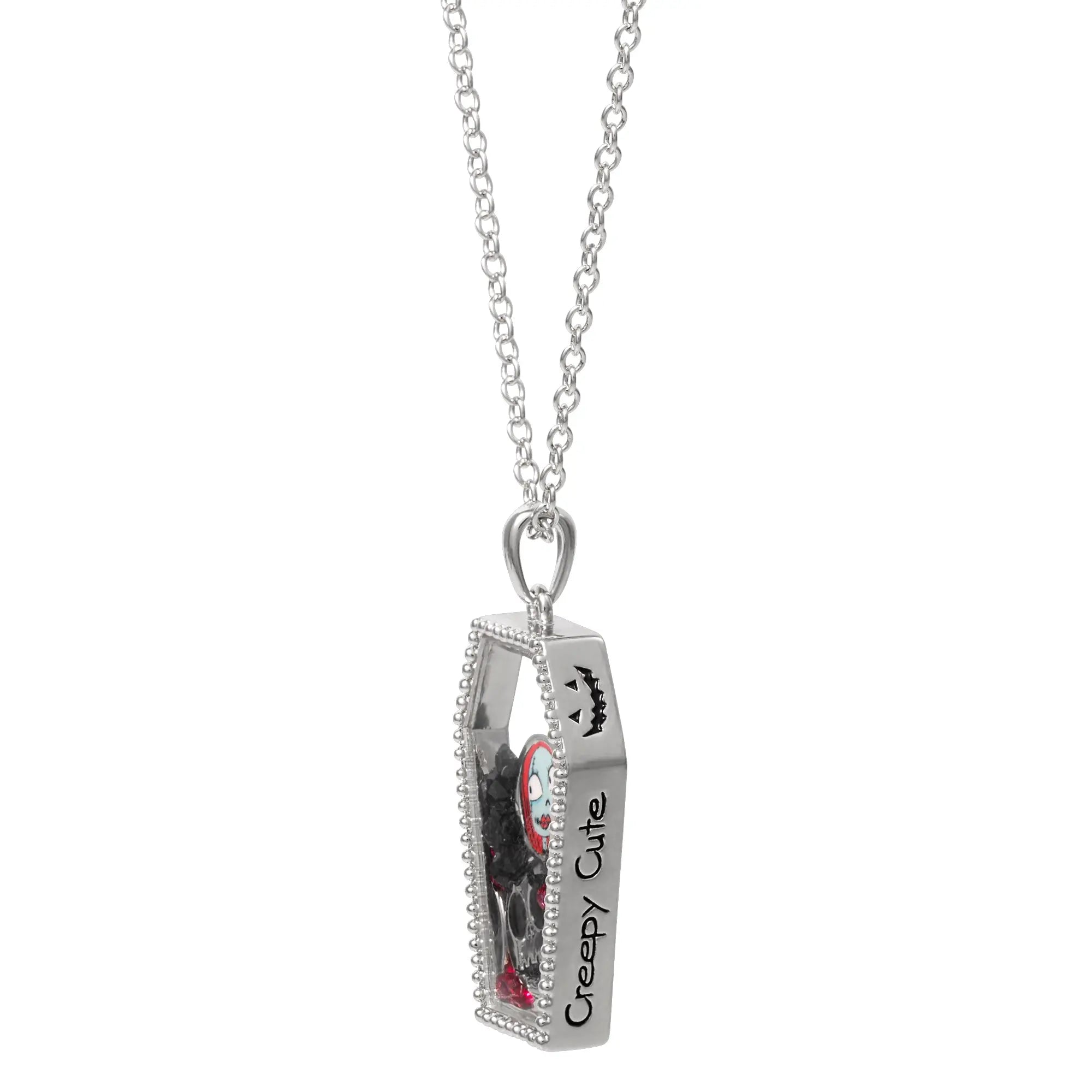 NBX - Cerceuil- Collier en Laiton Plaqué Argent +Pierres & Personnages bems