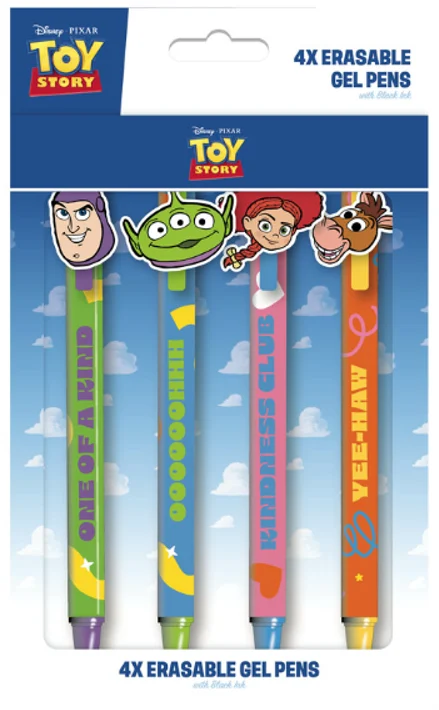 TOY STORY - 4 Stylos à Gel Effaçable + Head Topper Pyramid