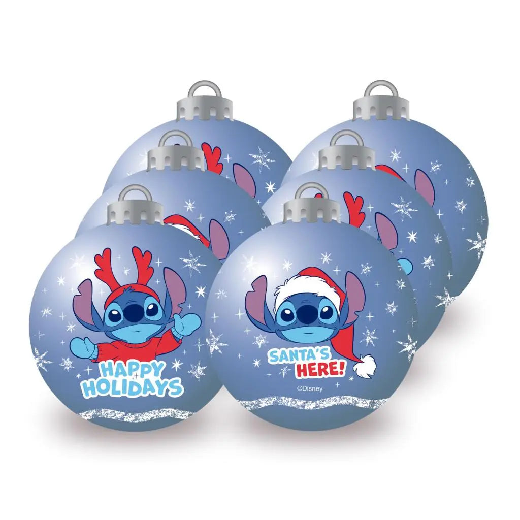 STITCH - Bleu - Pack 6 Boules de Noël - 8 cm bems