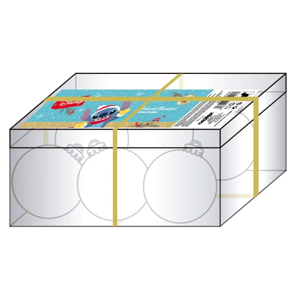 STITCH - Bleu - Pack 6 Boules de Noël - 8 cm bems