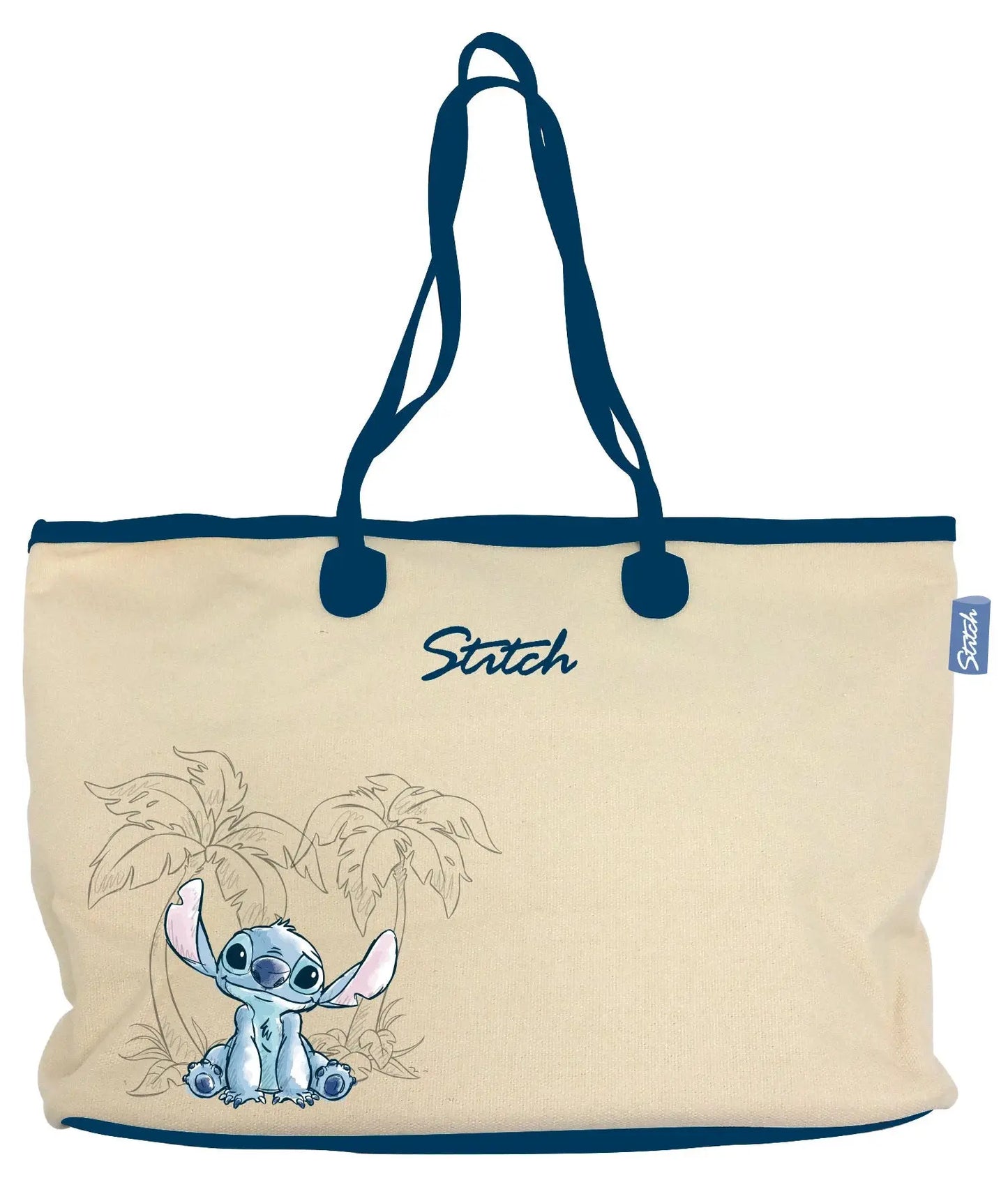 STITCH Ohana & Blue Grand Sac en Toile - 37x27x16cm bems