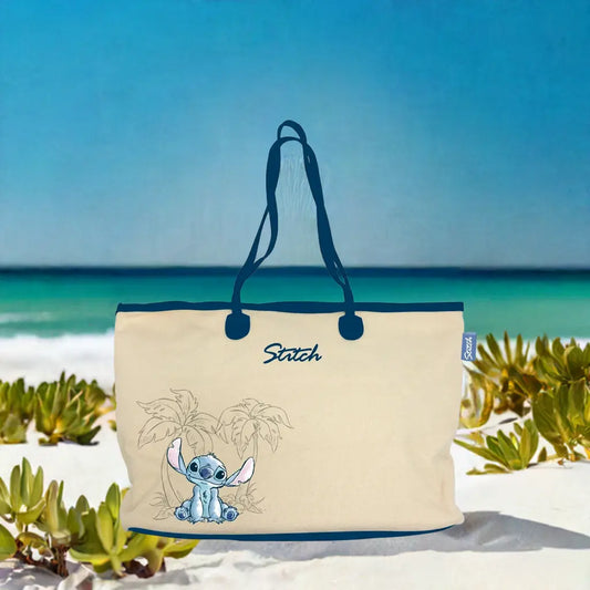 STITCH Ohana & Blue Grand Sac en Toile - 37x27x16cm bems