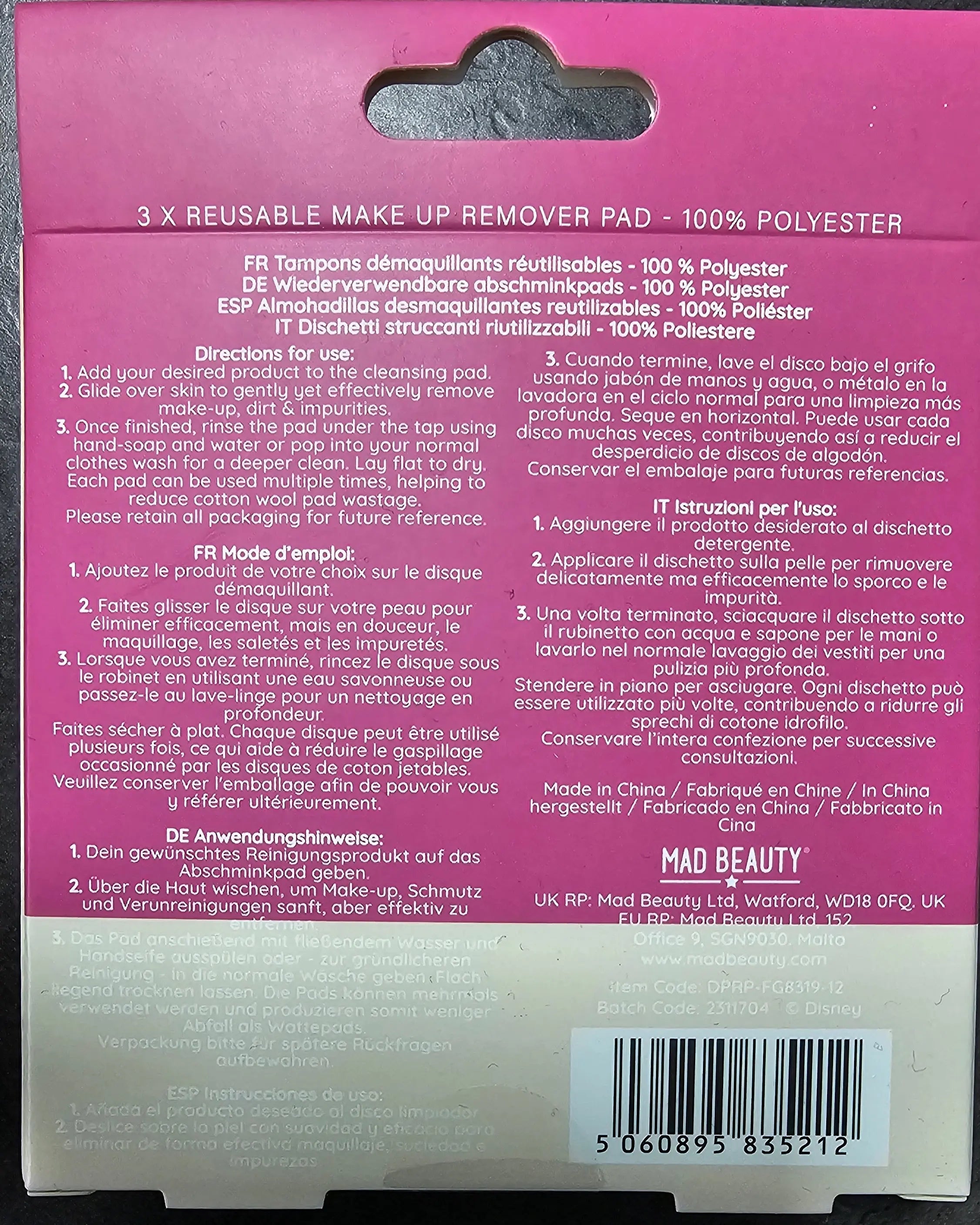 Tampons démaquillants Belle et la bête mad beauty