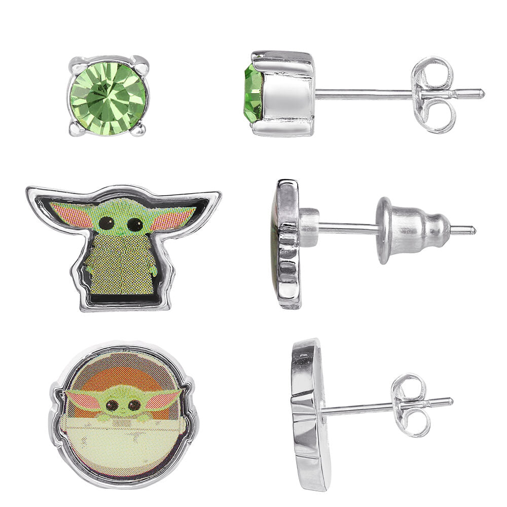 Ensemble de 3 paires de boucles d'oreilles Bébé Yoda Star Wars peershardy